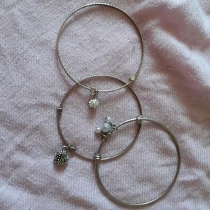 3 Silver bangle bracelets